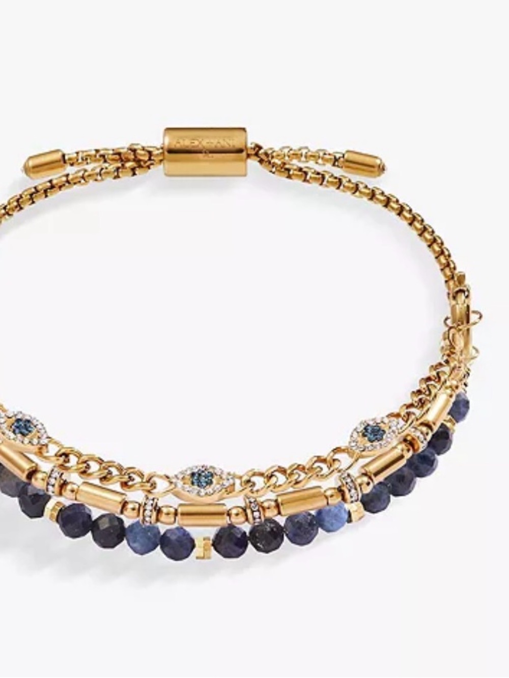 Alex & Ani Evil Eye multi strand Gold-Tone Blue Bead Adjustable Bracelet